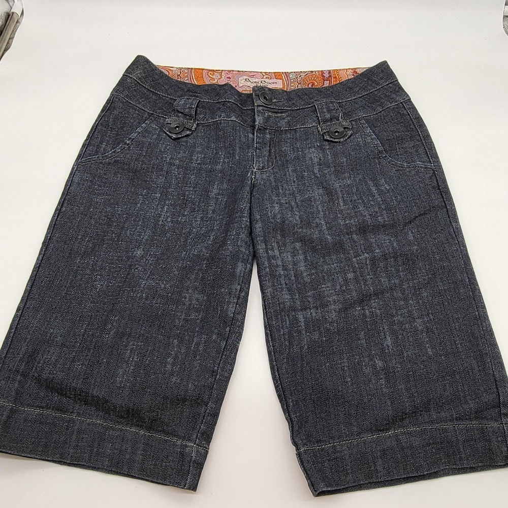 Y2K Boom Boom Bermuda Shorts Size 11 Dark Wash Denim Jean Cuffed